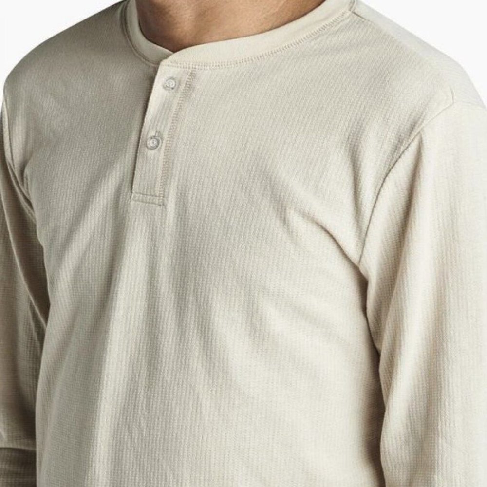 ROARK Revival Long Sleeve Cotton Cream Button Henley Shirt Top  Mens Size Medium